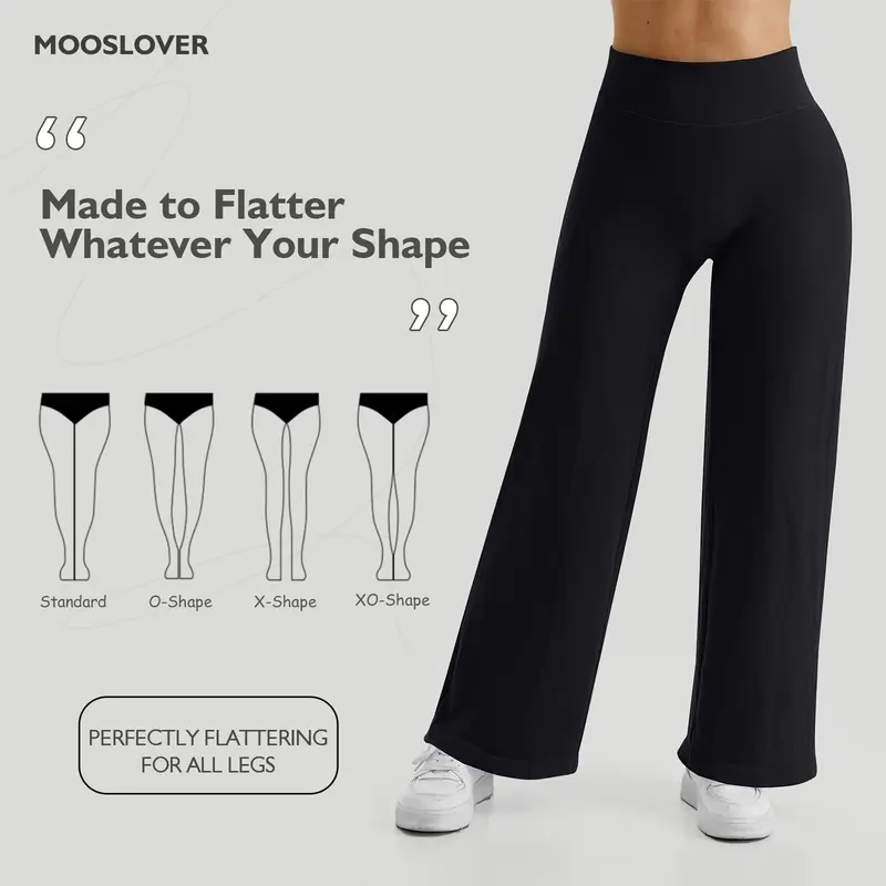 Mooslover UK Women Casual High-Waisted Wide Leg Straight Pants Breathable Trousers 1
