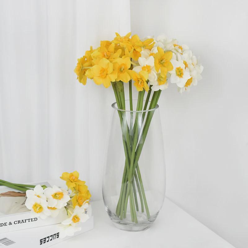 6pcs Artificial Narcissus Flower Bouquet Home Garden Room Desktop Fake Flower Decoration Wedding Festival Party Daffodil Decor Decorative Fruit 2