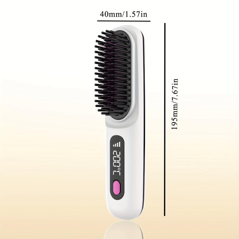 Cordless Hair Straightener Brush, Portable Negative Ion Hot Comb Long Battery Life with USB Rechargeable Feature Fast Heating 3 Temp Settings Anti-Scald, 20Mins Auto-Off, for Travel Comfort 6