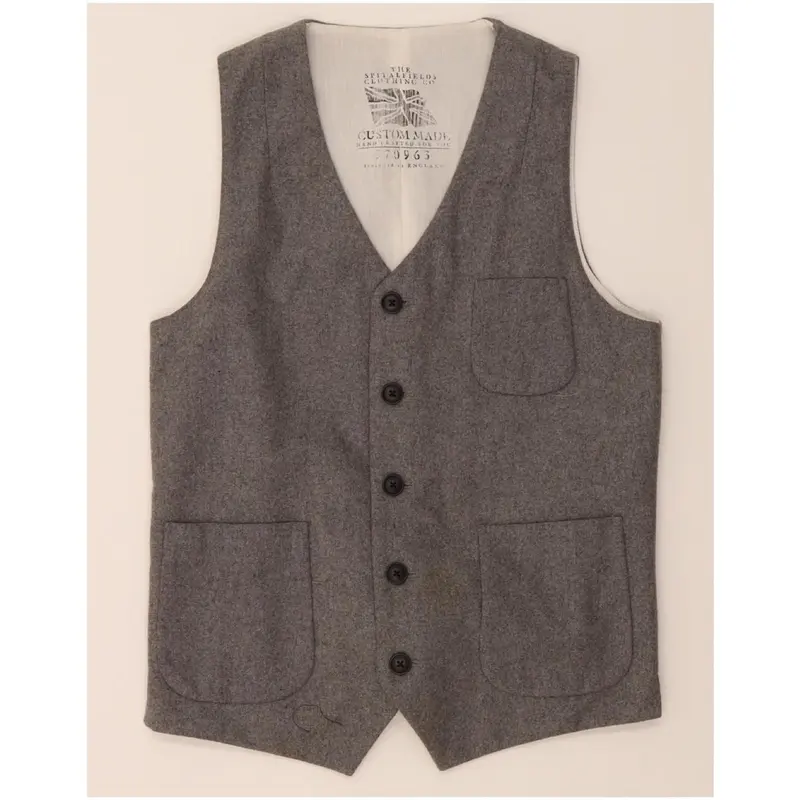 Pre-Owned VINTAGE Mens Waistcoat UK 36 Small Grey Polyester 1