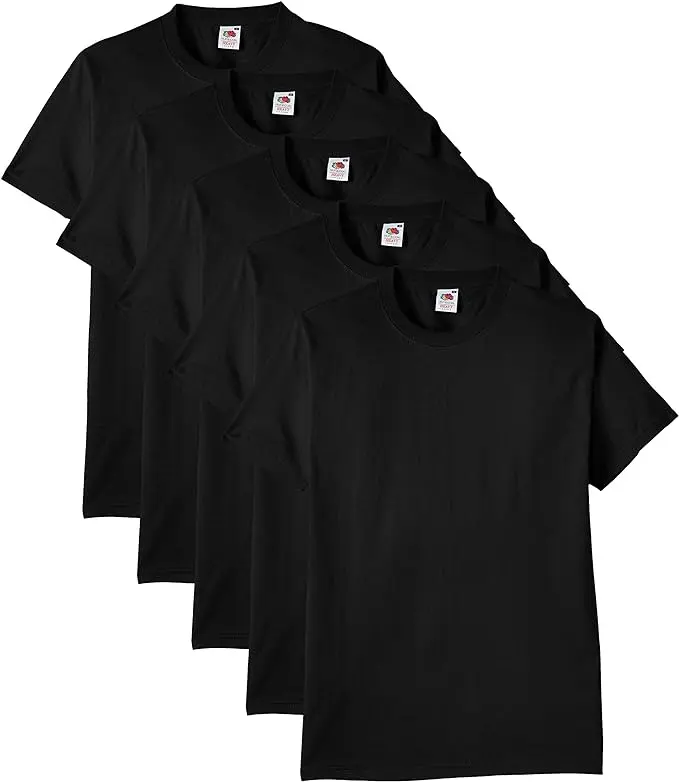 Fruit of the Loom Men's Heavy Cotton T-Shirts Pack of 5 Shortsleeve Cotton Menswear Crewneck Classic Set Top Streetwear Tshirt Round Neck