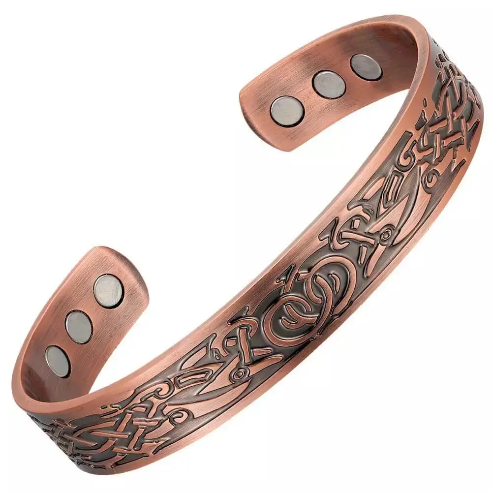 Pure copper celtic knot bangle with magnets for men and women gift bracelet present stocking filler girlfriend boyfriend