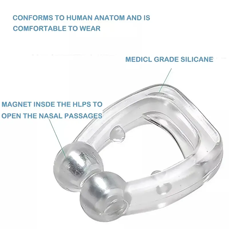 4x Anti Snoring Nasal Snore Stopper Silicone Magnetic Sleep Aid Nose Clip Nasal Dilator With Hygiene Case - Skincare, Comfort, Lightweight, Silicone, BPA Free, Soft Medical Silicone 5