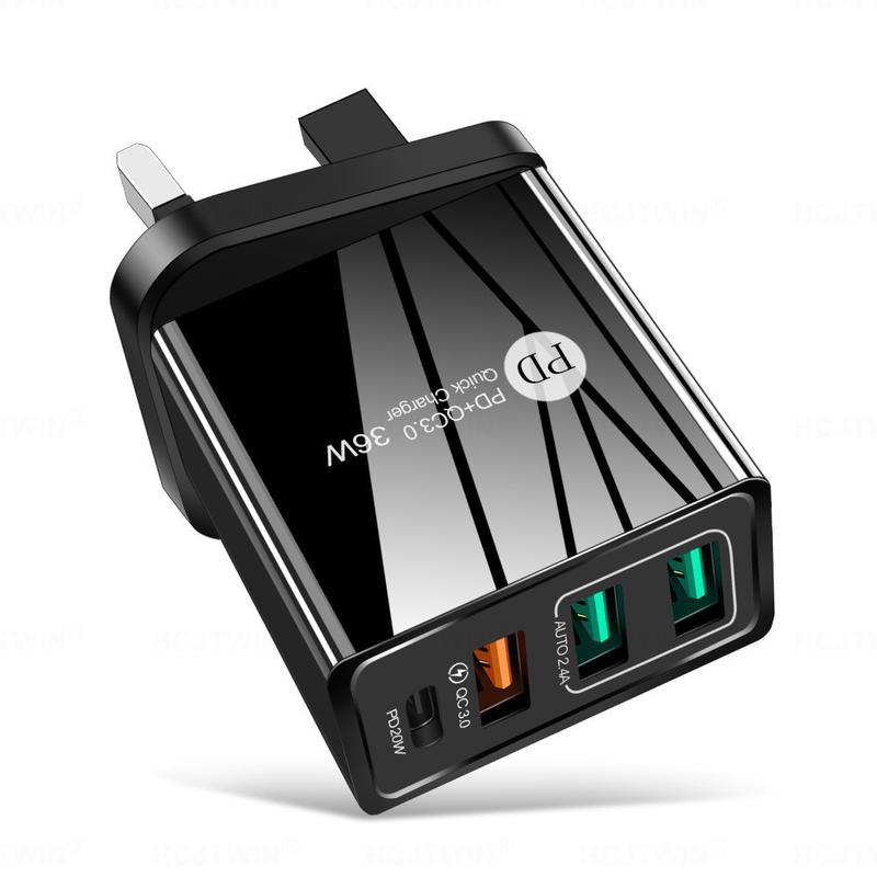 Product Introduction of 36W PD20W+QC3.0 2.4A dual USB fast charging mobile phone charger 2USB with PD charging head travel charger 19