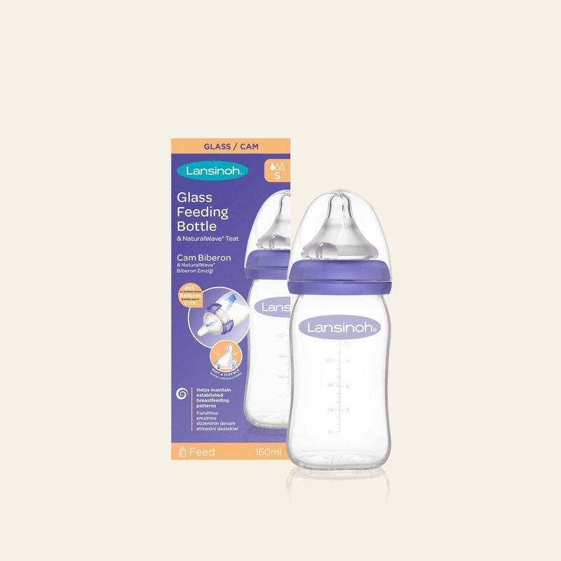 Lansinoh Glass Feeding Bottles 160ml with NaturalWave Teat for breastmilk or combi feeding 6