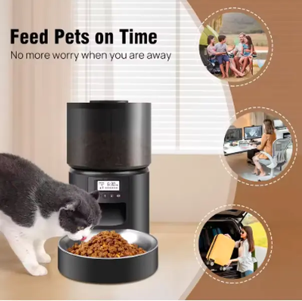 BRIEFNESS Pet Automatic Feeder with Timer 3L Cat Feeder Cordless Cat Food Dispenser Portion Control Recordable