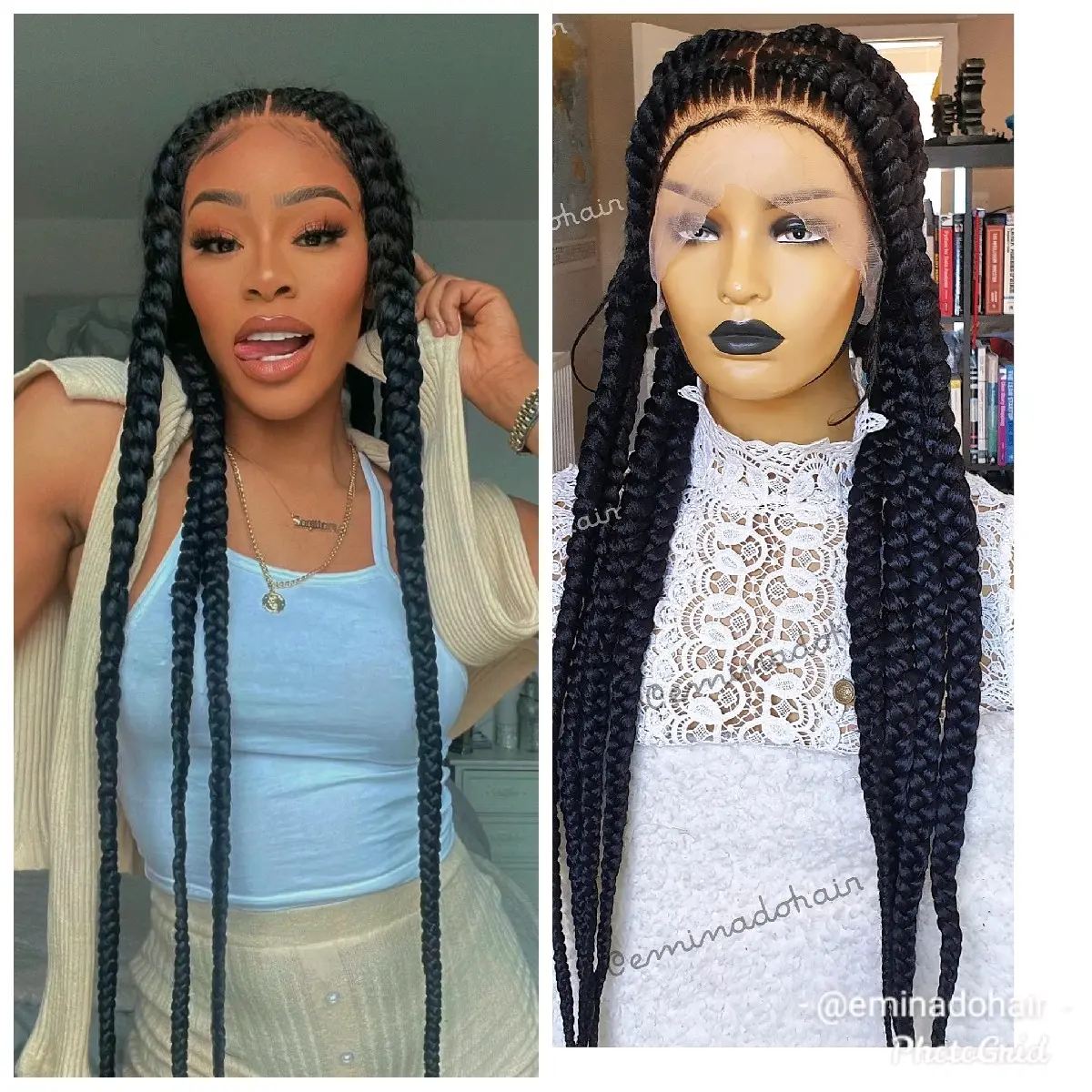 Full lace Stitch Pop Smoke Braided Wig
