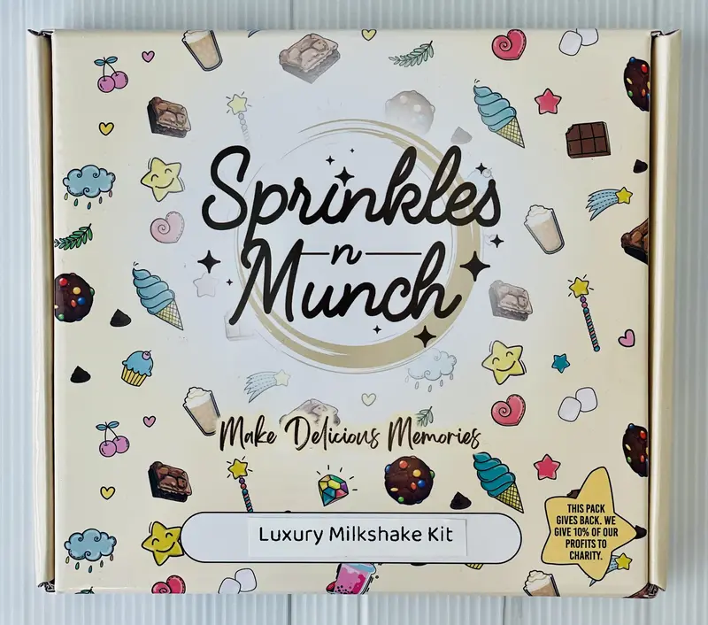 Sprinkles N Munch Strawberry Milkshake Kit, Make Your Own Milkshakes Gift Box, Letterbox Teen Gift Hamper 4