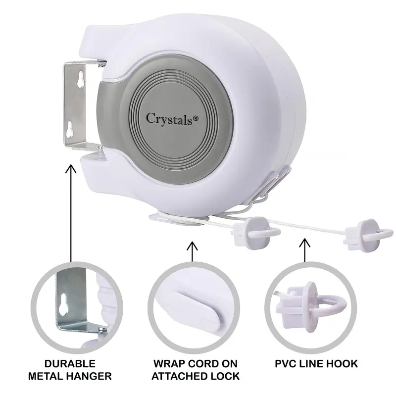 30m Retractable Clothes Reel Double Washing Line Wall Mounted Outdoor Accessories Laundry 3
