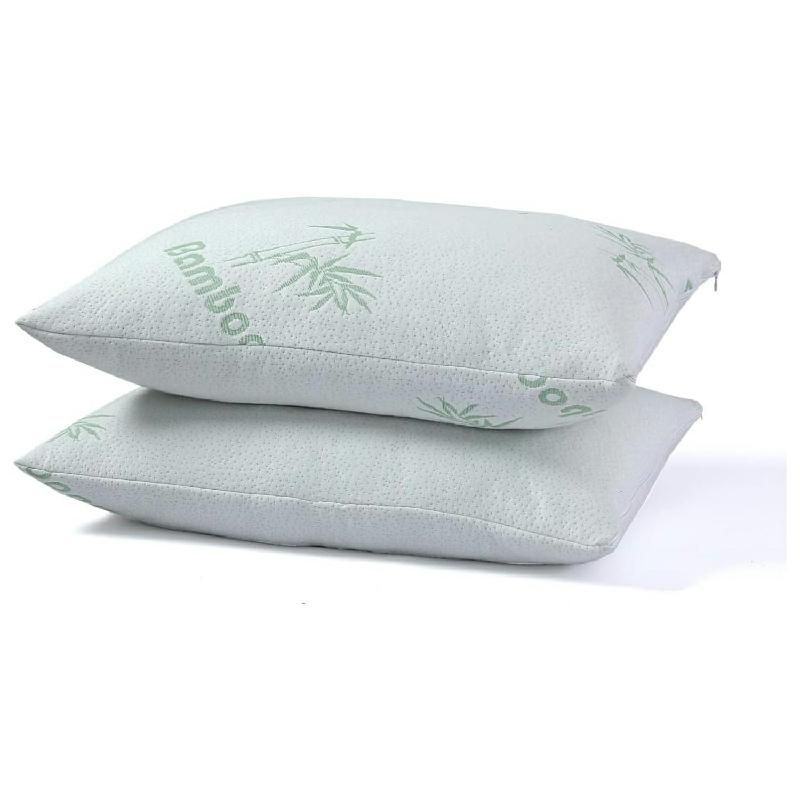 YORKSHIRE HOMEWARE Luxury Jumbo & Bamboo Cover Bounce Back Pillows, Bamboo Cover Hollow fibre Filled Pillows with Bamboo Removable cover for Back Neck & Shoulder Support Sleeping Pillows 2