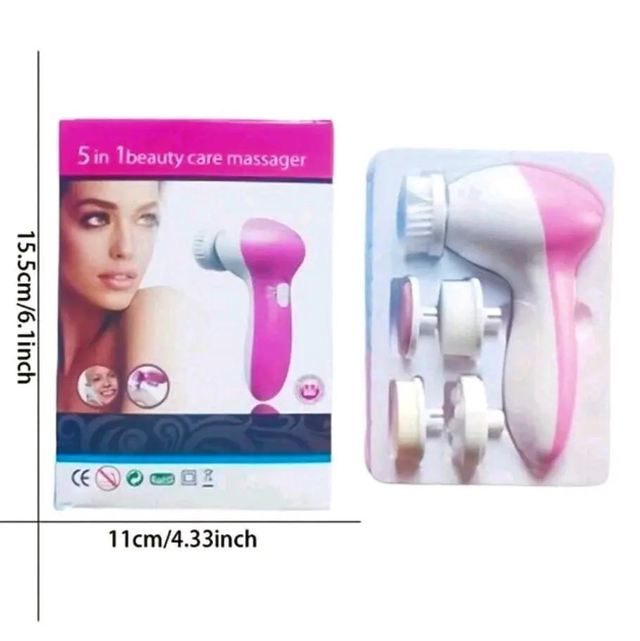 Electric 5 In 1 Facial Cleansing Brush with Five Brush Heads - Deep Cleaning Beauty Instrument for Valentine's Day Gift Gentle Pore
