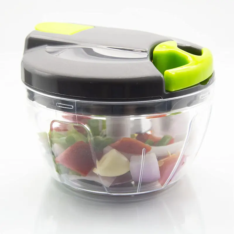 Multi-Function Manual Food Chopper & Processors with Handle and Cover, Vegetable Chopper Shredder, Garlic Chopper, Suitable for Onions Garlic Peppers Carrots Fruits,Wonderful for Kitchen(Green) Lid Stainless Steel Utensils Blade Detachable Meat 1