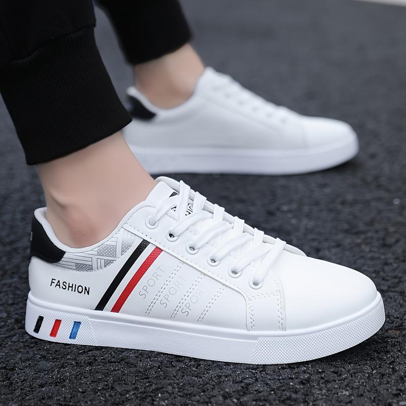 Product Introduction of All-Season Men's Striped Lace-up Sneakers - Breathable PU, Durable PVC Sole, Casual Comfort Fit Closed Sports Shoes Sports Shoes Training Trainer Runner Running Boy Athletic Footwear Walking Shoes 9