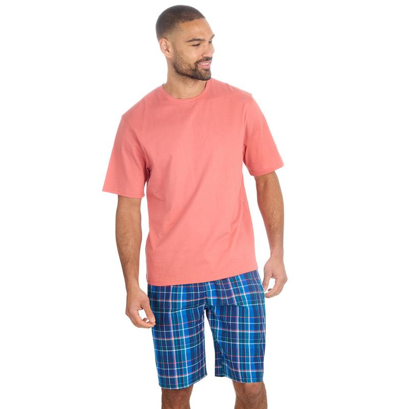 Mens 2-Piece Pyjama Set Short Sleeve T-Shirt Bottoms Loungewear Set S-XXL 3