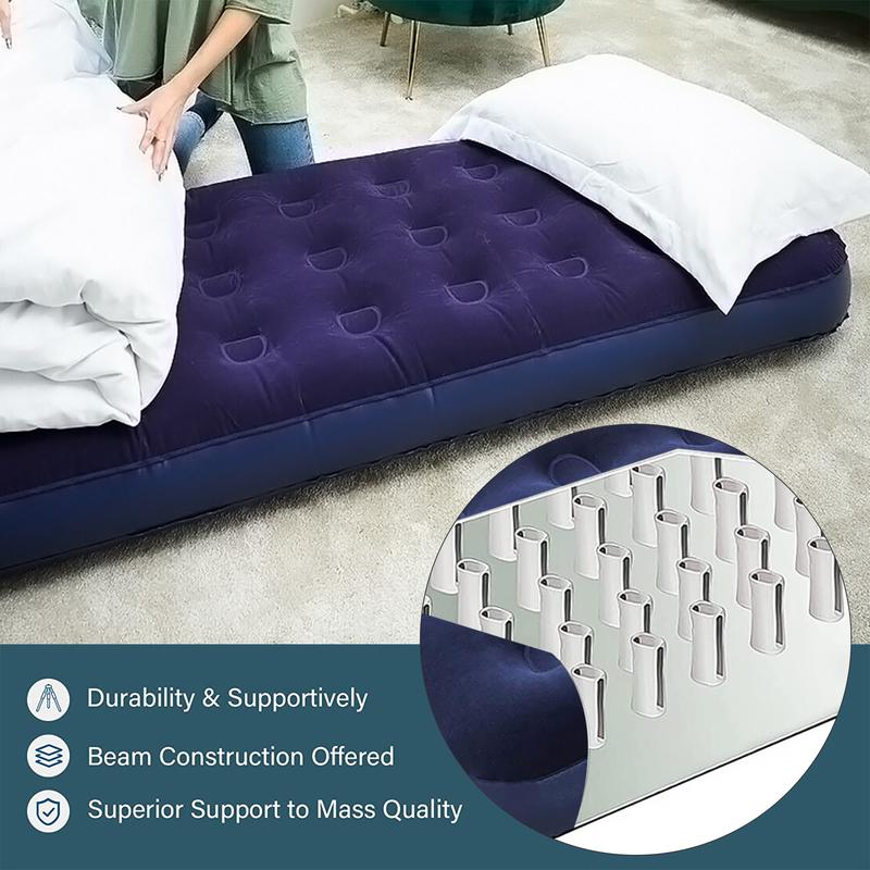 Premium Quality Flocked Single Airbed by Crystals for Indoor and Outdoor Use 4