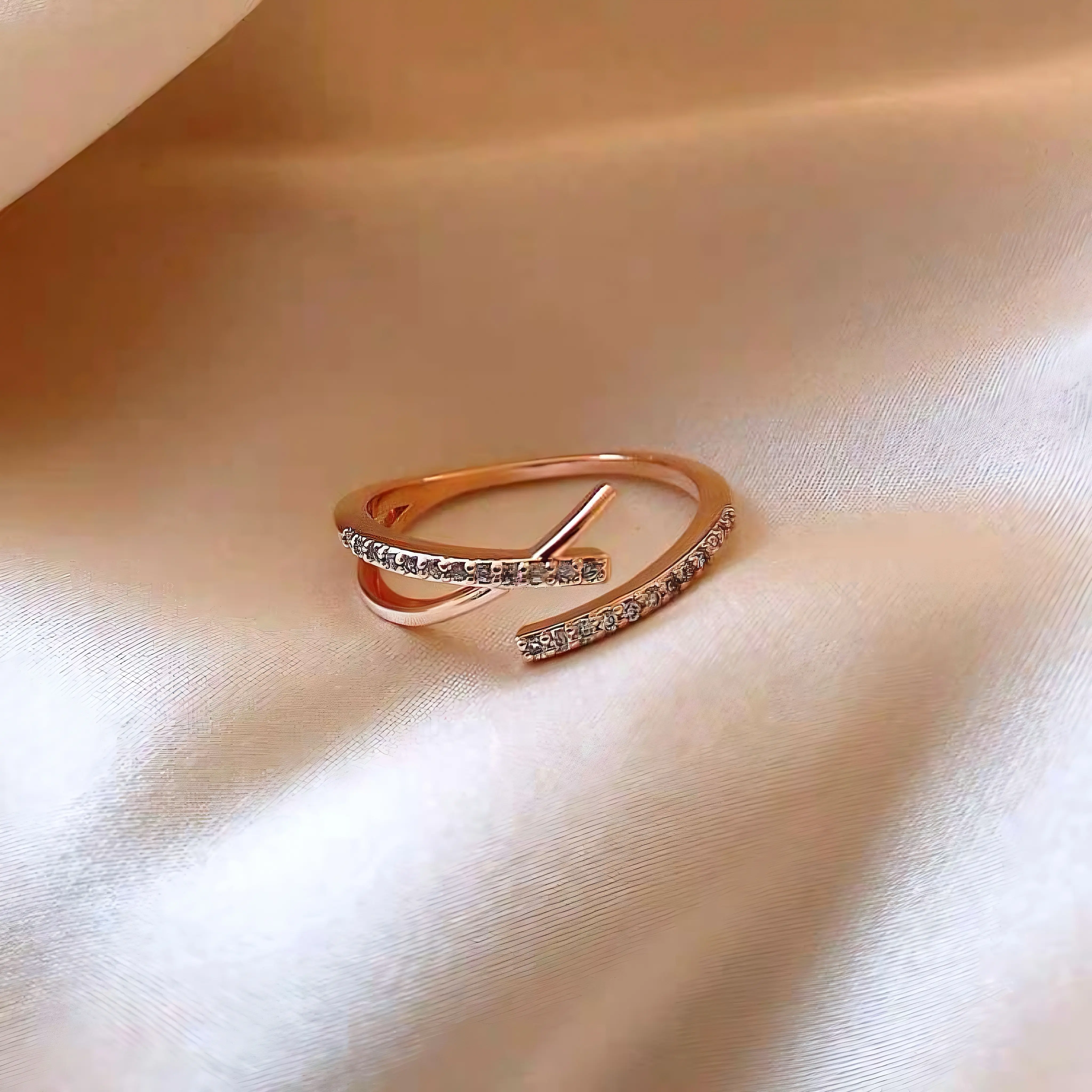 Bypass Ring, Bold & Chic Statement, Perfect for Mother's Day, Gold Plated, CZ Stones, Lightweight, Adjustable Size, Premium Material, Hypoallergenic & Skin-Friendly aurora  ring vintage  rings womens  ring