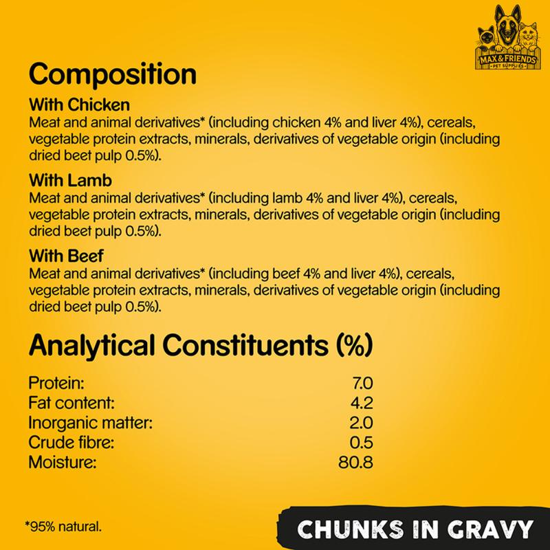 Pedigree Mixed Wet Adult Dog Food Mixed In Gravy Chicken X 6, Lamb X 3 & Beef X 3 (12x400G) Available In 12,24 & 36 Pack 4