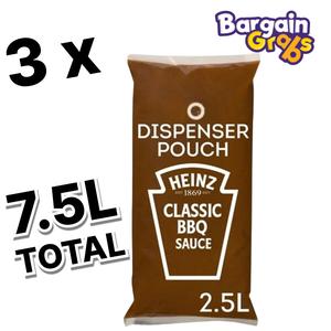 3 x 2.5L Heinz Barbecue Sauce Dispenser Pouches (7.5L Total) - Best Before 30/09/2025 Flavor Dip Sambal Perfume Taffy