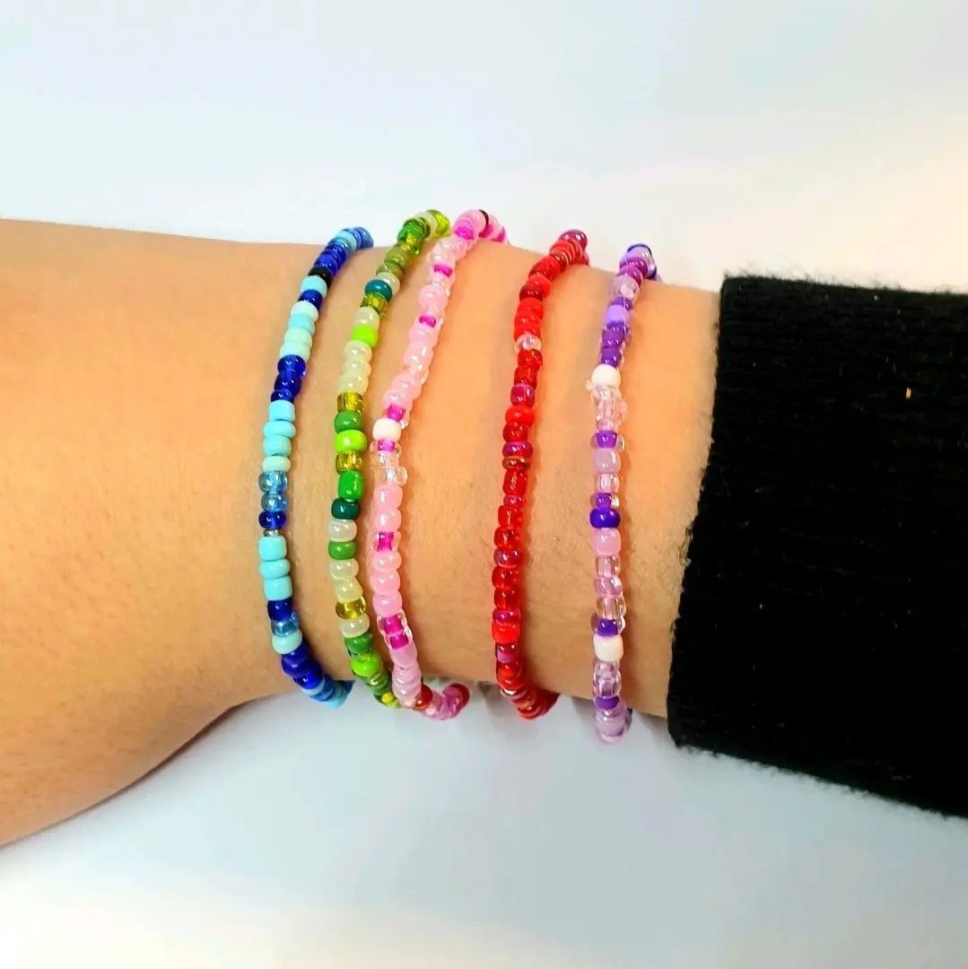 Colourful Seed Bead Summer Bracelets for Women, Cute Style