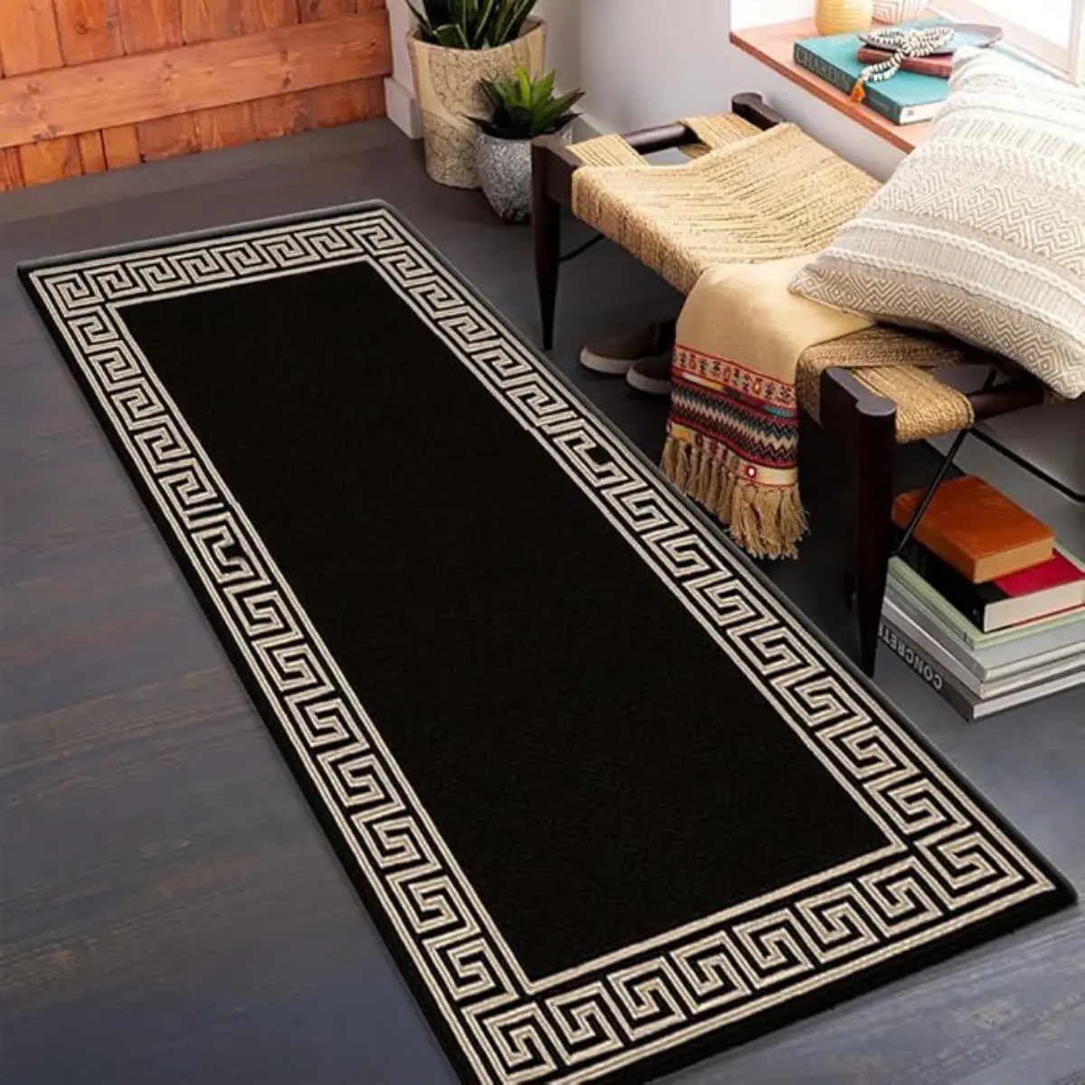 Non Slip Door Mats Long Hallway Runner Bedroom Rugs Kitchen Hard Carpet Floor Mat Fluffy Soft Greeky Design Wave Rug multicolor soft carpet affordable rugs fluffy carpet