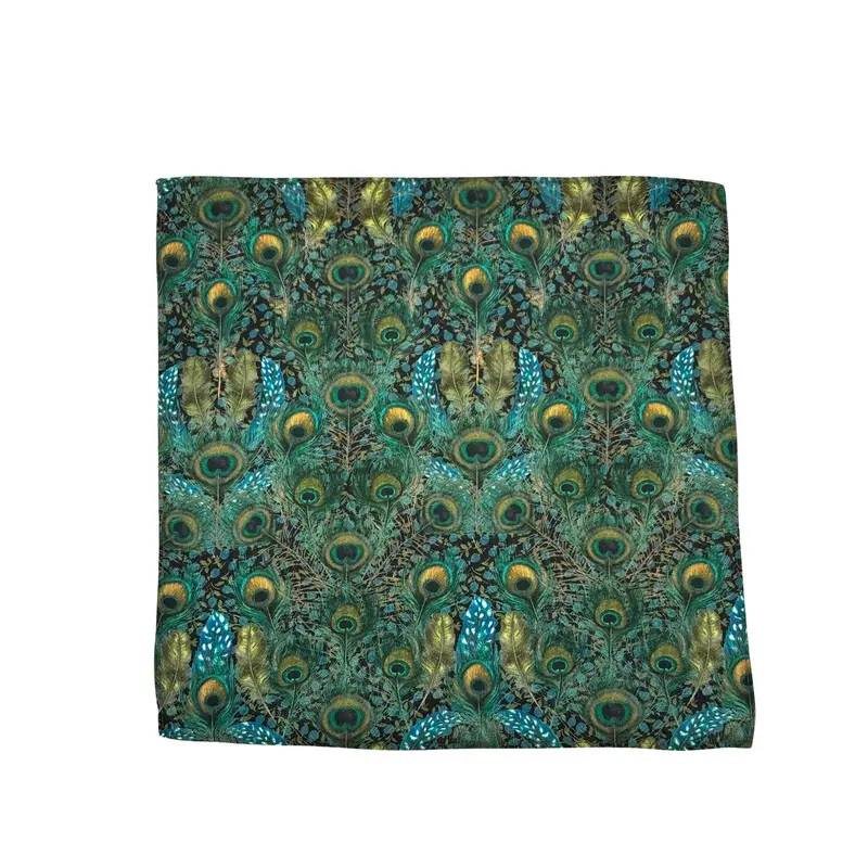 Liberty style peacock feather design adult bow tie and matching pocket square 2