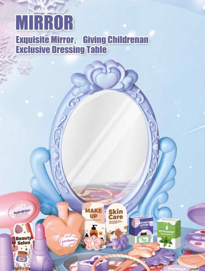 Product Introduction of Girl's Simulation Dressing Table Toy with Makeup and Jewelry Box - Perfect Birthday Gift for 3-4 or 5-6 Year Olds make up Occupations none 8