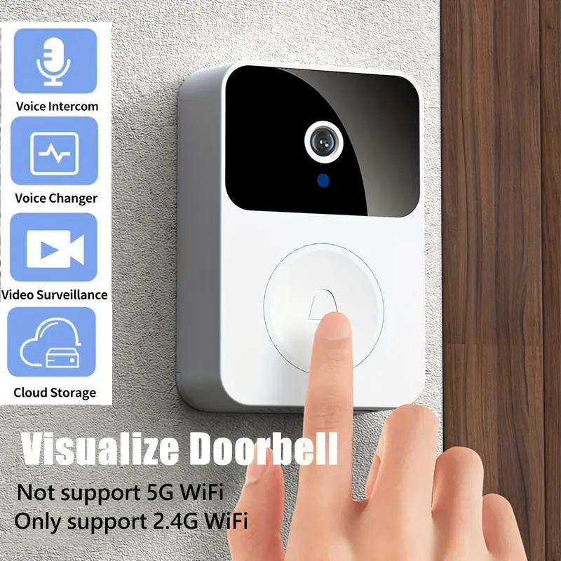 1pc Smart Video Doorbell, IP64 Waterproof, Remote Monitor, Home Security Variable Sound Surveillance, Video Intercom, HD Night Vision, 2-Way Audio Door Bell, Wireless Video Camera Doorbell For Home, Office Or Other Place, Camera Wireless With Chime