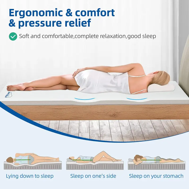 Dual-Layer 2 Inch Memory Foam Mattress Topper, Double Mattress Topper with Anti-mite & Breathable Knitting Cover, Cooling Mattress Topper for Back Pain (135x190x5cm) 3