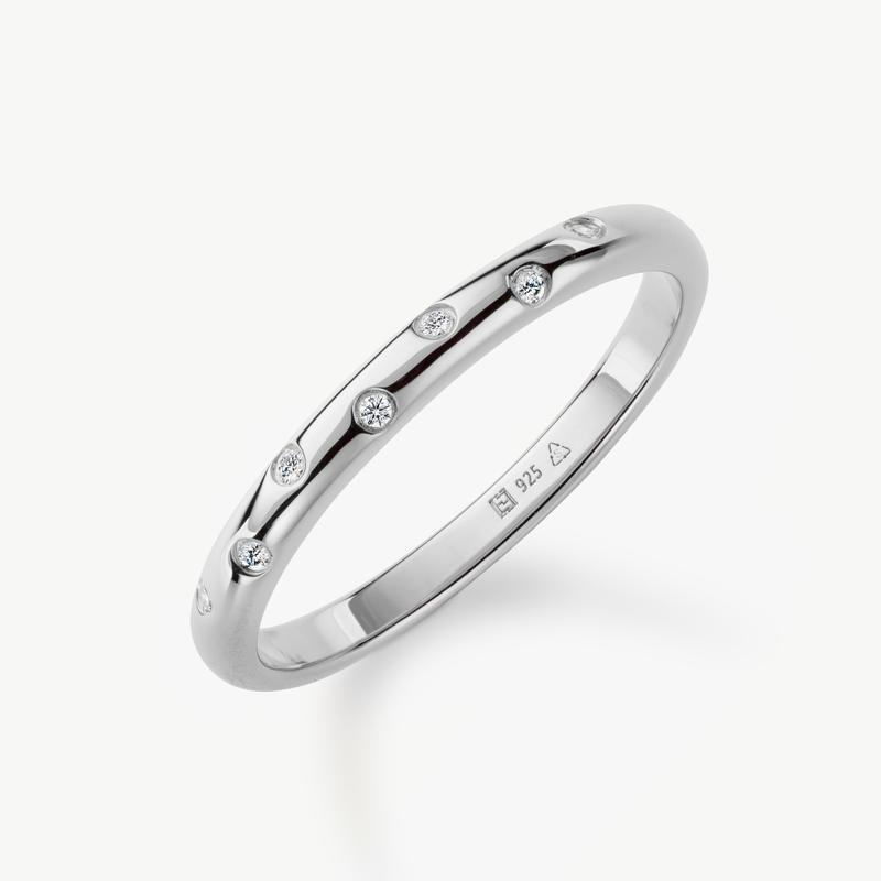 Lab Grown Diamond Sparkle Ring - 7 Brilliant Cut Diamonds D/E/F VVS/VS - Gold Vermeil or Sterling Silver 3