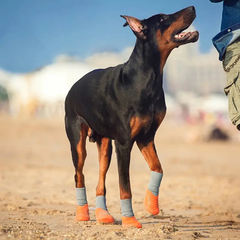 4pcs/set Outdoor Waterproof Nonslip Anti-stain Dog Cat Socks Booties Shoes Wth Rubber Sole Pet Paw Protector For Small Large Dog 1