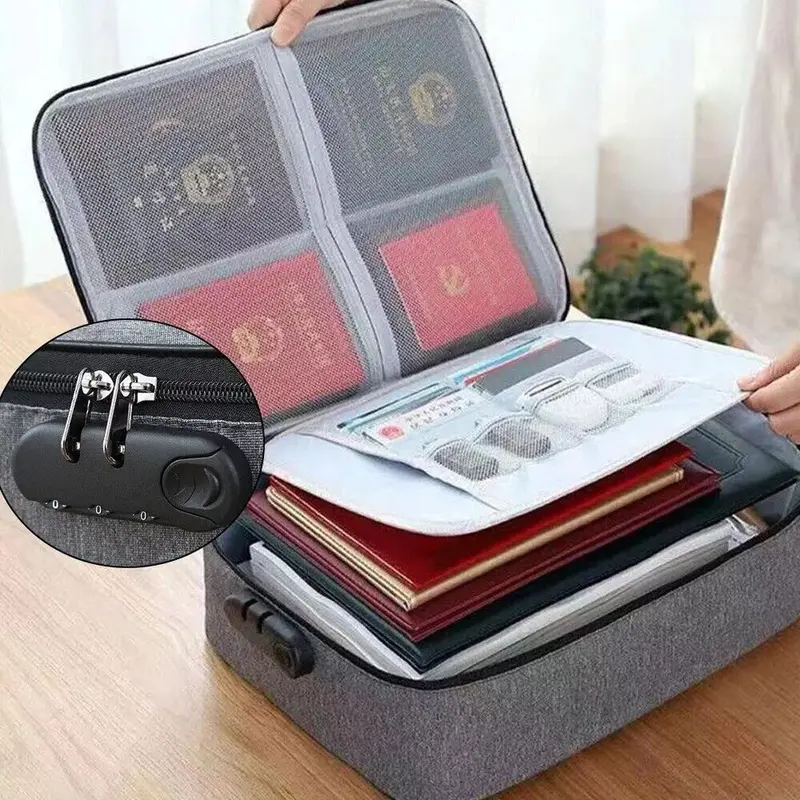 Fireproof Document Bag File Storage Boxes with Lock Fireproof Document Box Organiser Mesh 0