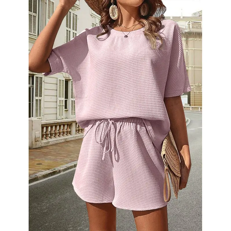 2025 New Women's Batwing Shirt Shorts Two-Piece Short Sleeve Suit 2