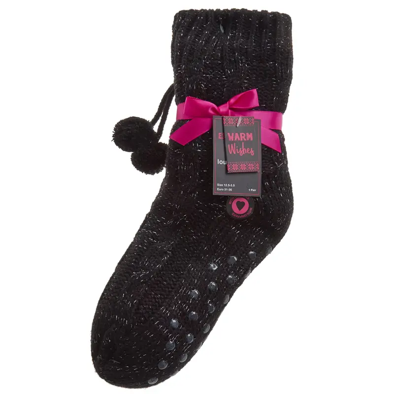 Chunky Slipper Socks Soft Sherpa Fleece Lined Cosy Knitted Fluffy Bed Sock 7