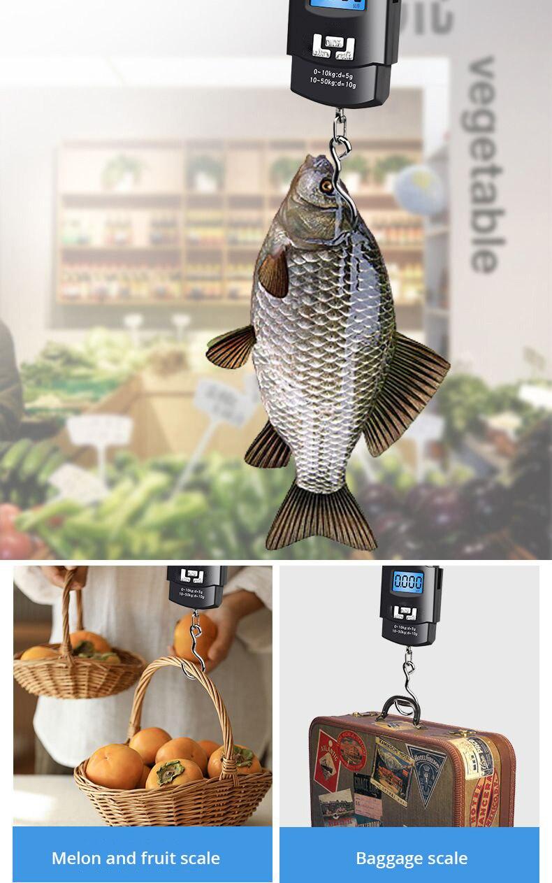 Product Introduction of 1pc Black 50kg Portable Electronic Portable Luggage Scale LCD Digital Display Screen Express Delivery Scale Hook Mini Scale 24