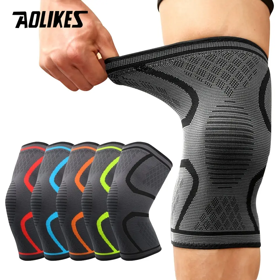 1pc AOLIKES Knee Pad & Sleeve - Protective Knee Braces for Running & Cycling - Stay Comfortable, Shock-Absorbing, Breathable, Adjustable, and Anti-Slip for Men and Women