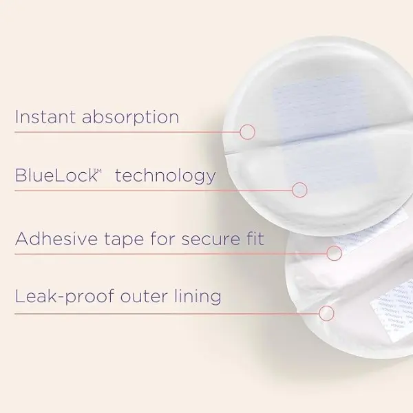 Lansinoh Disposable Breast Pads for nursing breastfeeding mothers, essential for hospital bag, thin super absorbent layers, discreet fit , 60 Count ( Pack of 1) 4