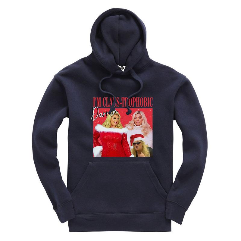 I'm claus-traphobic Darren Gemma Collins meme Hoodie hooded jumper Christmas Xmas Festive Novelty Trending meme 7