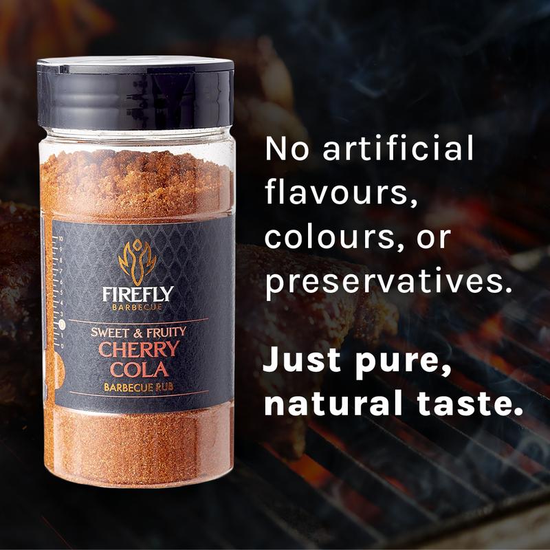 Firefly BBQ Championship Quality Cherry Cola BBQ Rub 200g - Irresistible Unique Flavour Fusion, Made with High-Quality Ingredients, Perfect for Grilling, Smoking, or Roasting Pork, Chicken, Beef, & Veggies 0