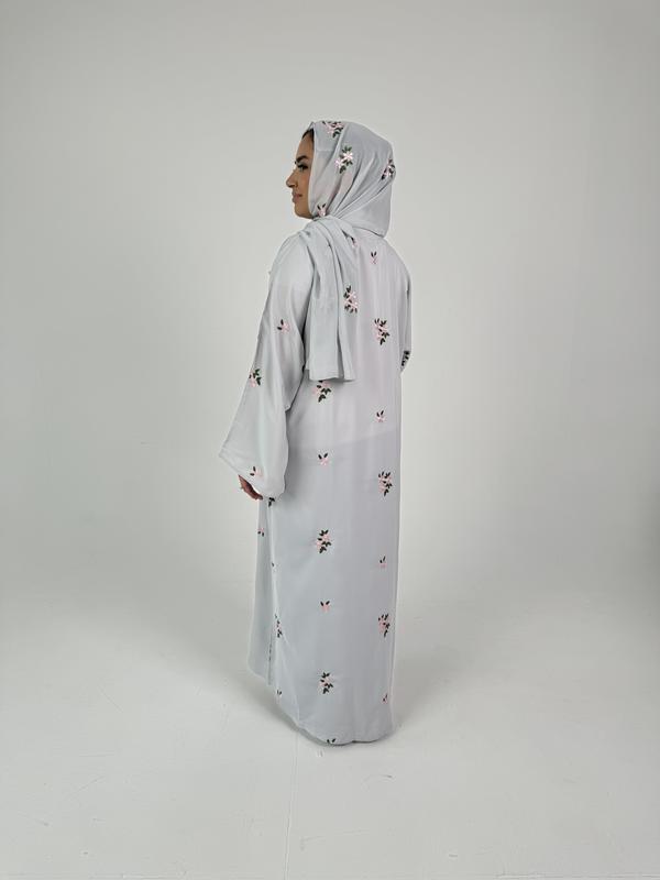 Abaya Nida Full Body Embroidery in Grey 5