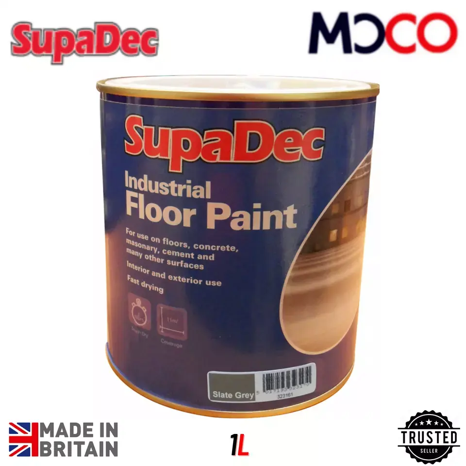 SupaDec Industrial Floor Paint Slate Grey 1L - Fast Drying Paint for Interior and Exterior Use
