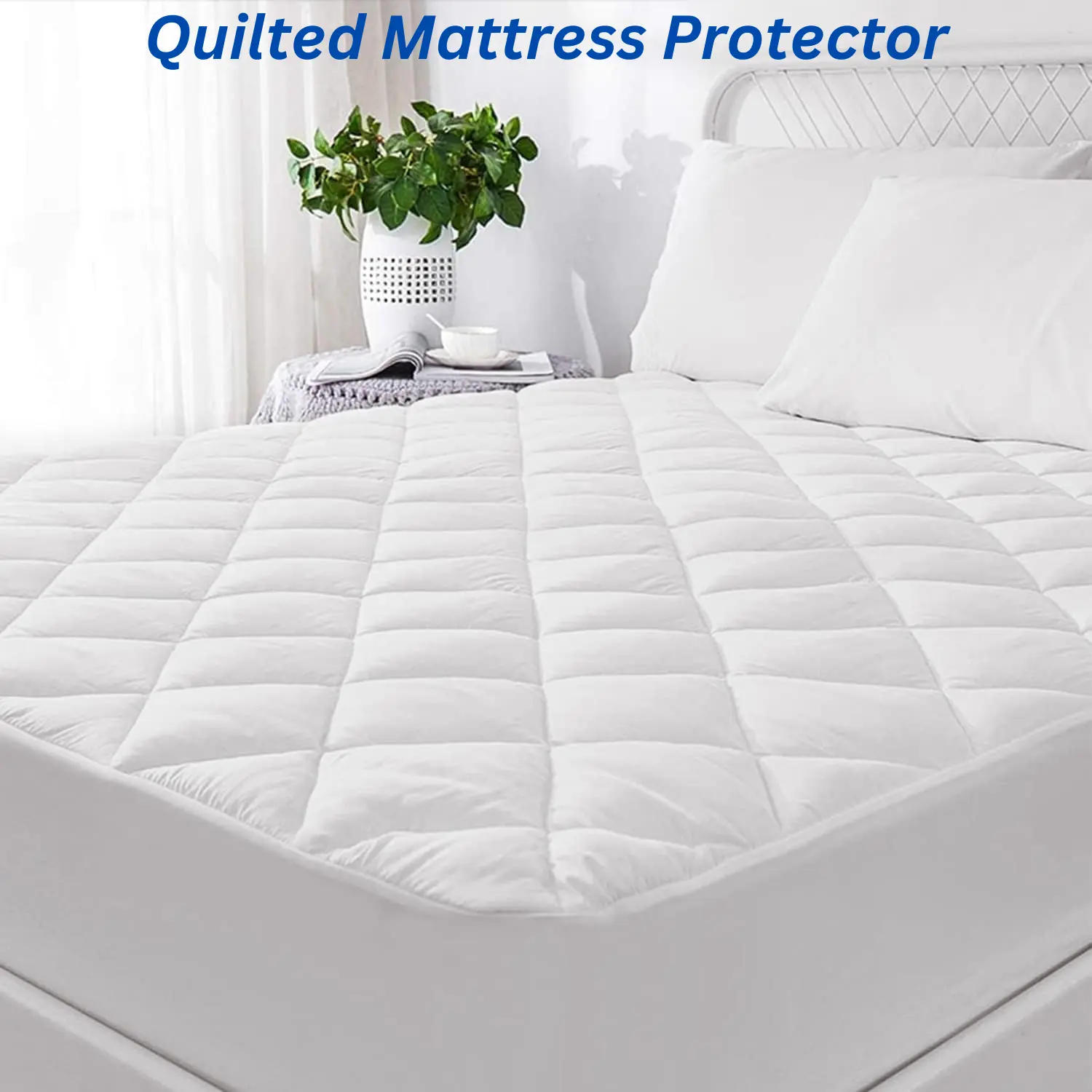 Luxurious Extra Deep Quilted Matress Mattress Protectors  Hotel Quality Super Soft Cosy Hypo-Allergenic Breathable Non Noisy Fitted Style Mattress Toppers Bed Protectors  Extra Deep Pocket Fitted Mattress Cover, Fitted Bed Cover, Bed Sheet Cover, White