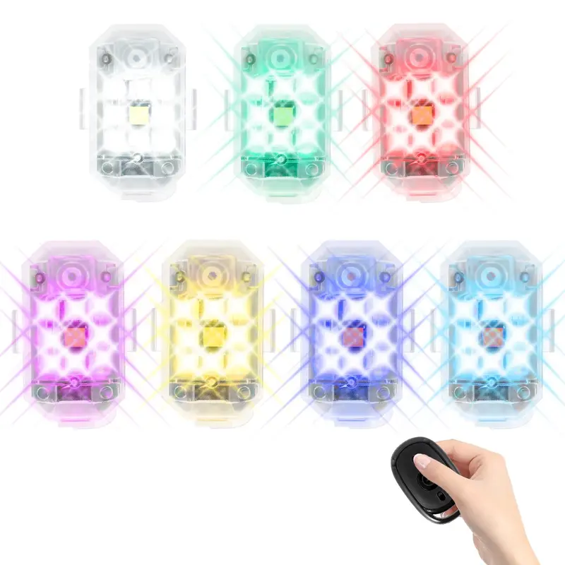 Wireless Car Strobe Lights with Remote Cool LED Flash Lamp Anti-Collision Drone Light 7 Color Warning Taillight for Car Aircraft Scooter Bike Motorcycle Night Warning Lights 1