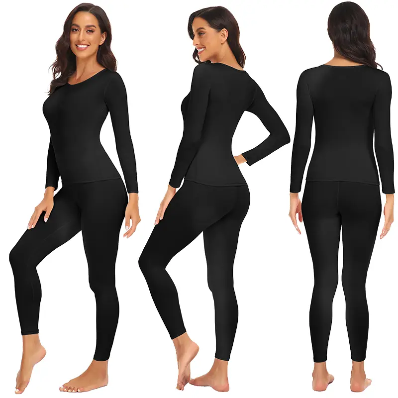 Women Thermal Underwear Set 2 pack Long Johns Ultra Soft Fleece Lined Base Layer Keep Warm Cold Weather Top Bottom﻿ 3