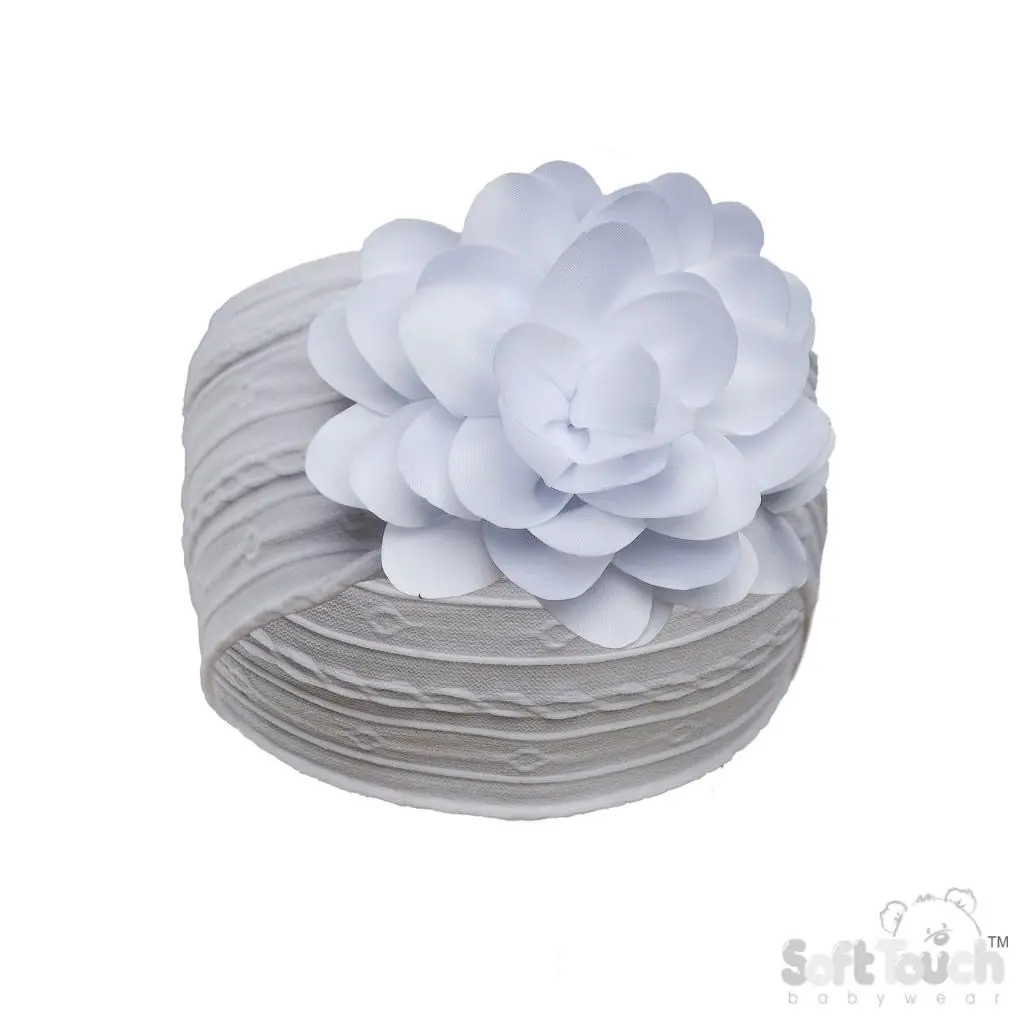 Baby Girl White Cable Knit Bow Headband