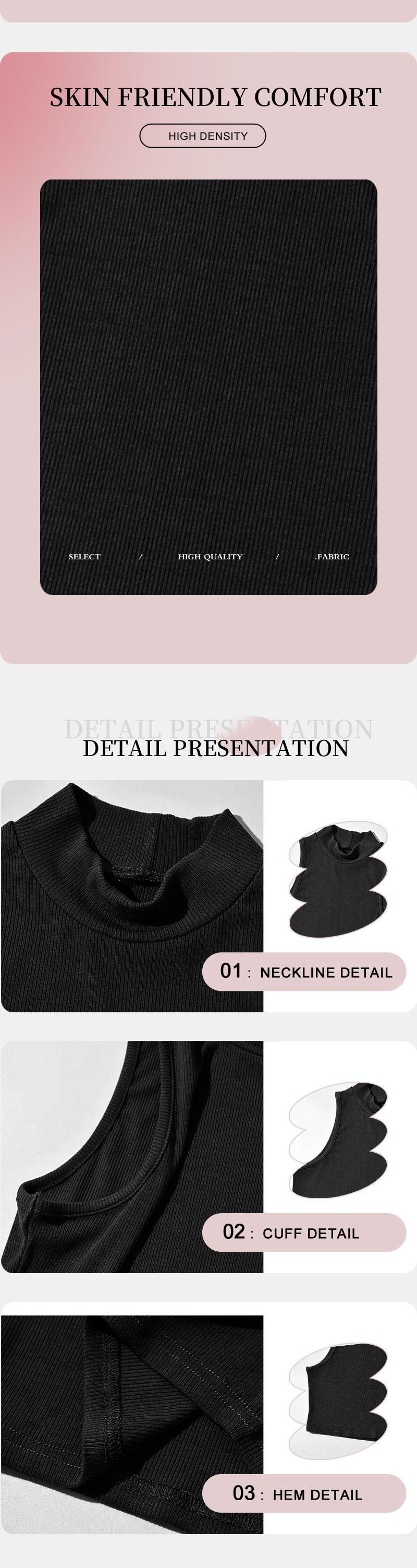 Product Introduction of Summer Women's New Black Simple Fashion T-Shirt High Neck Tight Sleeveless Undershirt Breathable Comfortable Casual Female Tops 26