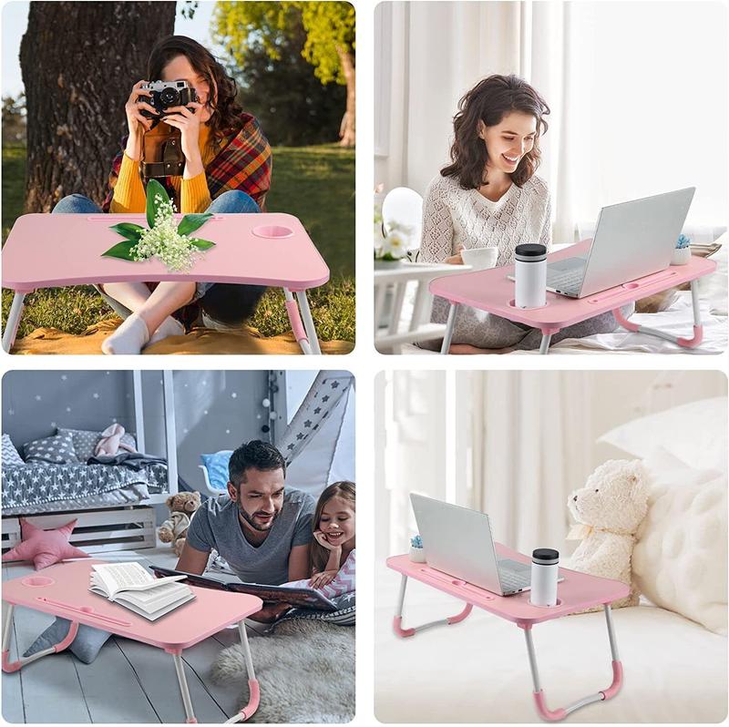 Product Introduction of Adjustable Laptop Bed Table Lap Standing Desk for Bed and Sofa Breakfast Bed Tray Laptop Lap Desk Folding Breakfast Serving Coffee Tray Notebook Stand Reading Holder for Couch Floor Kids(60 x 40 cm) 11