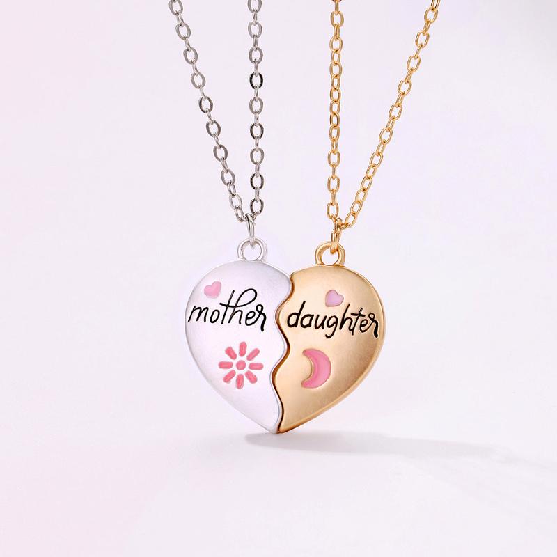 Mother Daughter Necklace Set – 2PCS Heart Magnetic Pendant, 18k Gold Plated, Engraved "Mother" & "Daughter", Adjustable Chain, Perfect Gift for Special Occasions promise jewellery 4