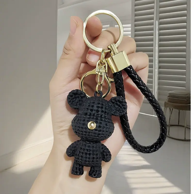 Cartoon Woolen Bear Plush Keychain: A Stylish Bag Pendant & Car Keychain