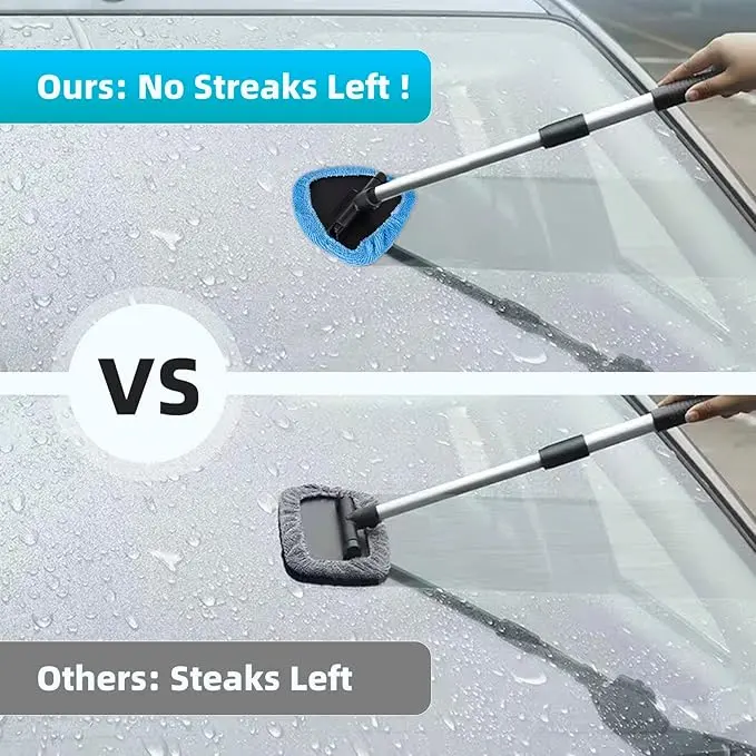 deuvuo Upgraded Car Windscreen Cleaner, 9 Pcs Expandable Car Window Cleaner with 6 Reusable Microfiber Pads, 2 Spray Bottles, Multifunctional Car Window Cleaner Tool Set 5