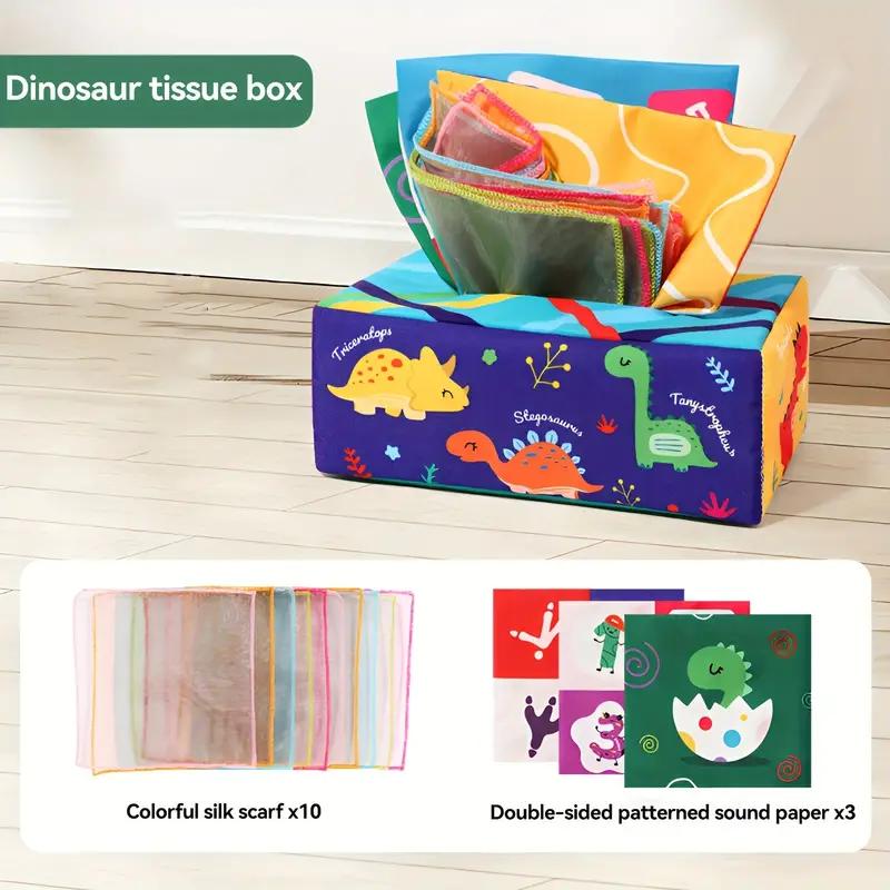 Tissue Box Sensory Toy, Crinkle Tissue Box Baby, Sensory Toys for Babies, Montessori Toys for Boys and Girls, Soft Crinkle Toys for Infant Toddlers, Stocking Stuffers, rotation new born cuddle baby tissue 1 year early educational toy development 1